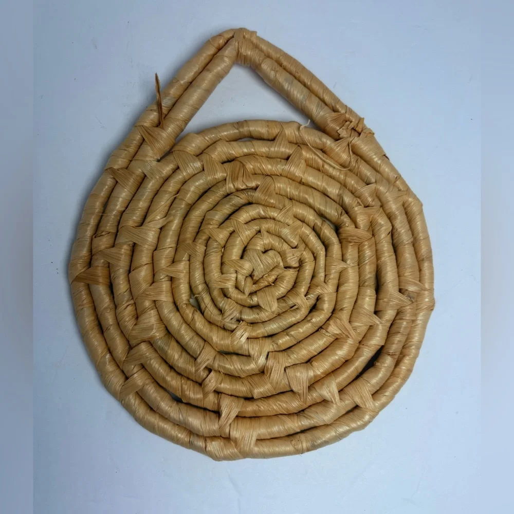 Vintage Fruit Themed Ceramic Tile Trivet Wall Decor on Rattan